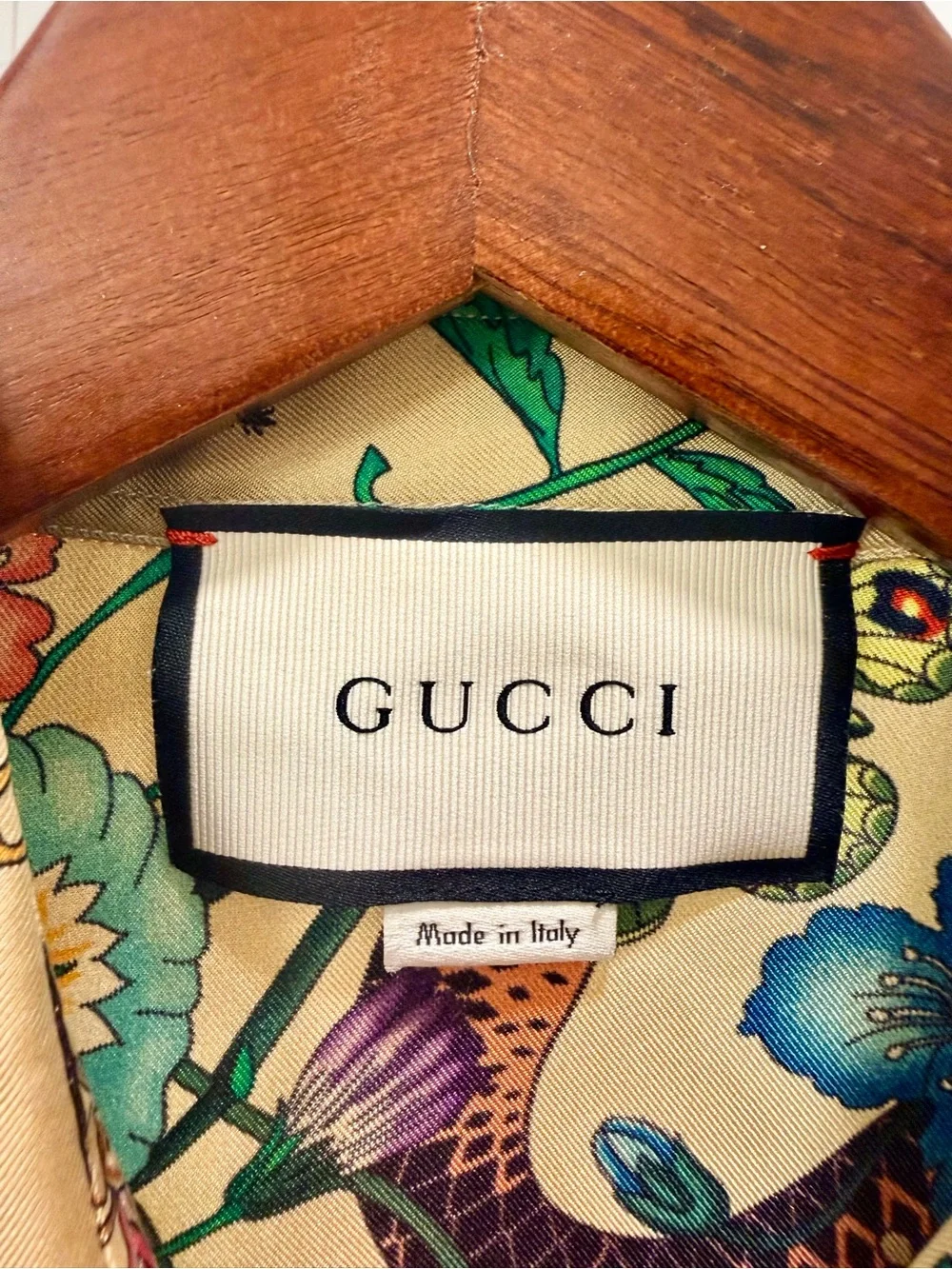 Gucci Cream Floral & Botanical Silk Button-Down Shirt